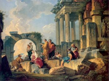Giovanni Paolo Panini : Ruins with Scene of the Apostle Paul Preaching